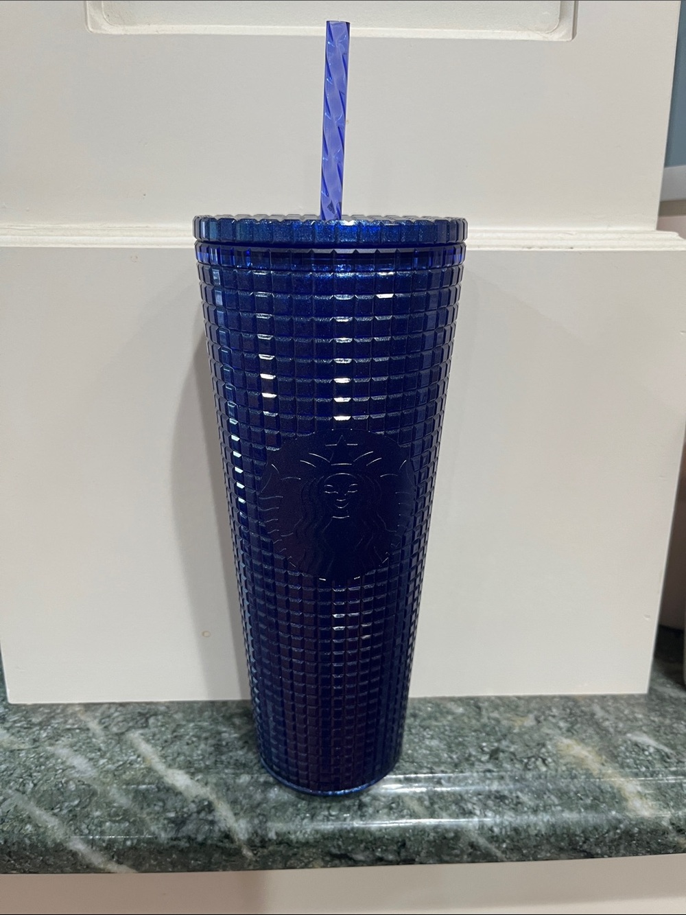 Starbucks Deep Blue Textured Tumbler with Embossed Siren